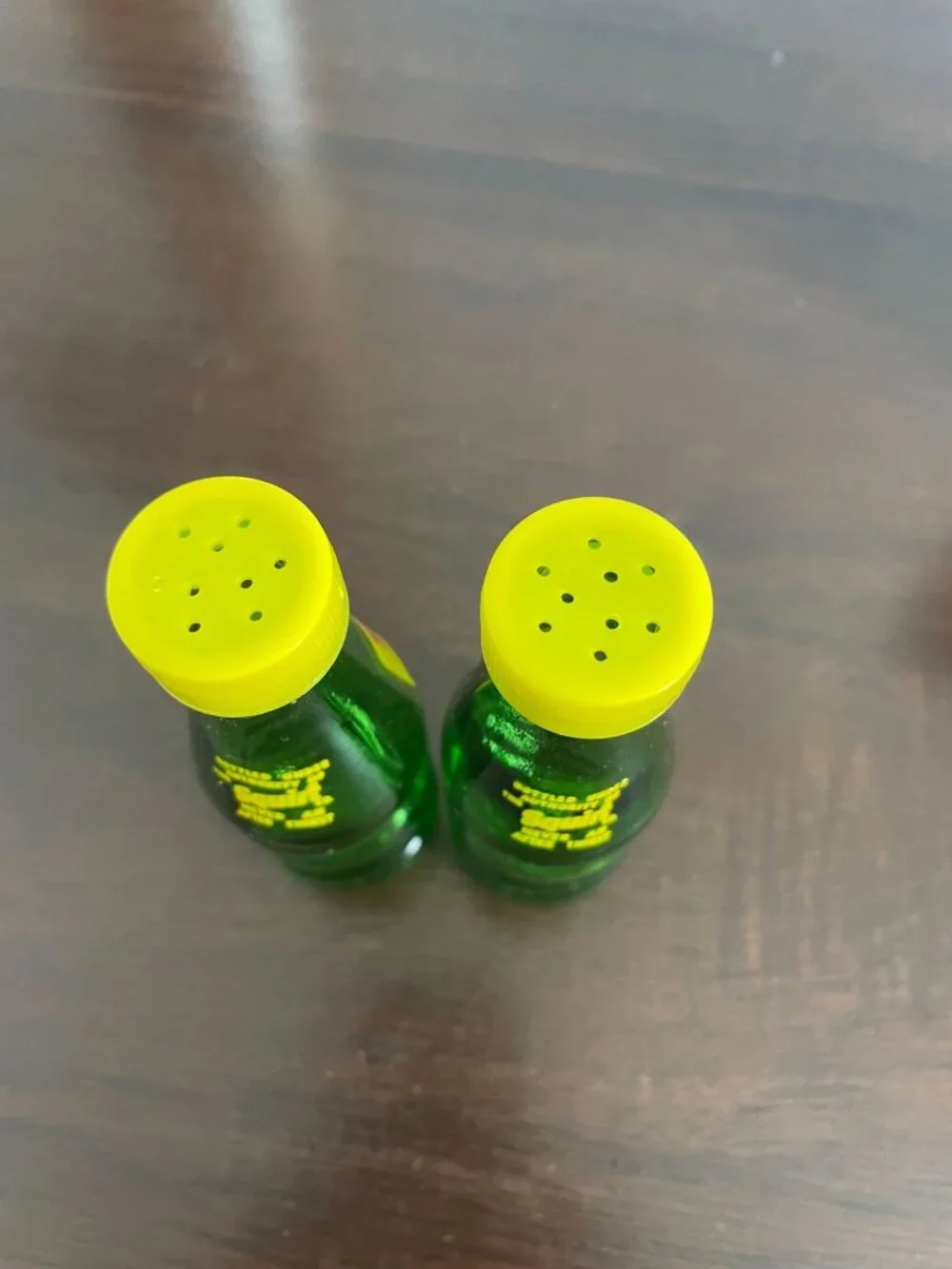 Vintage 1974 Squirt Soda Bottle Glass Salt and Pepper Shaker Set